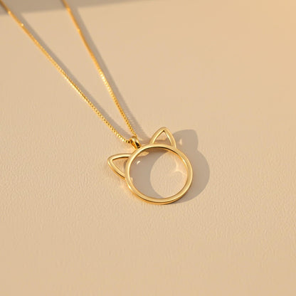 Silver Minimal Cat Ear Outline Pendant