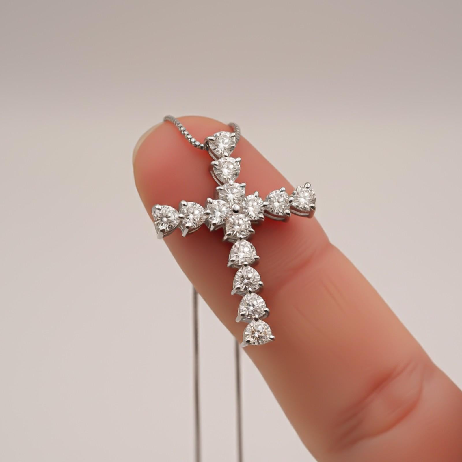 Silver Heart Cut CZ Cross Pendant