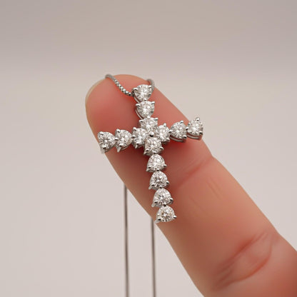 Silver Heart Cut CZ Cross Pendant