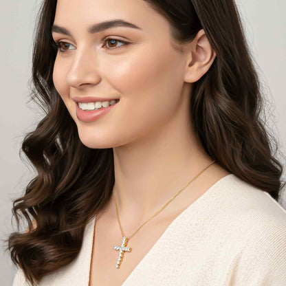 Silver Heart Cut CZ Cross Pendant