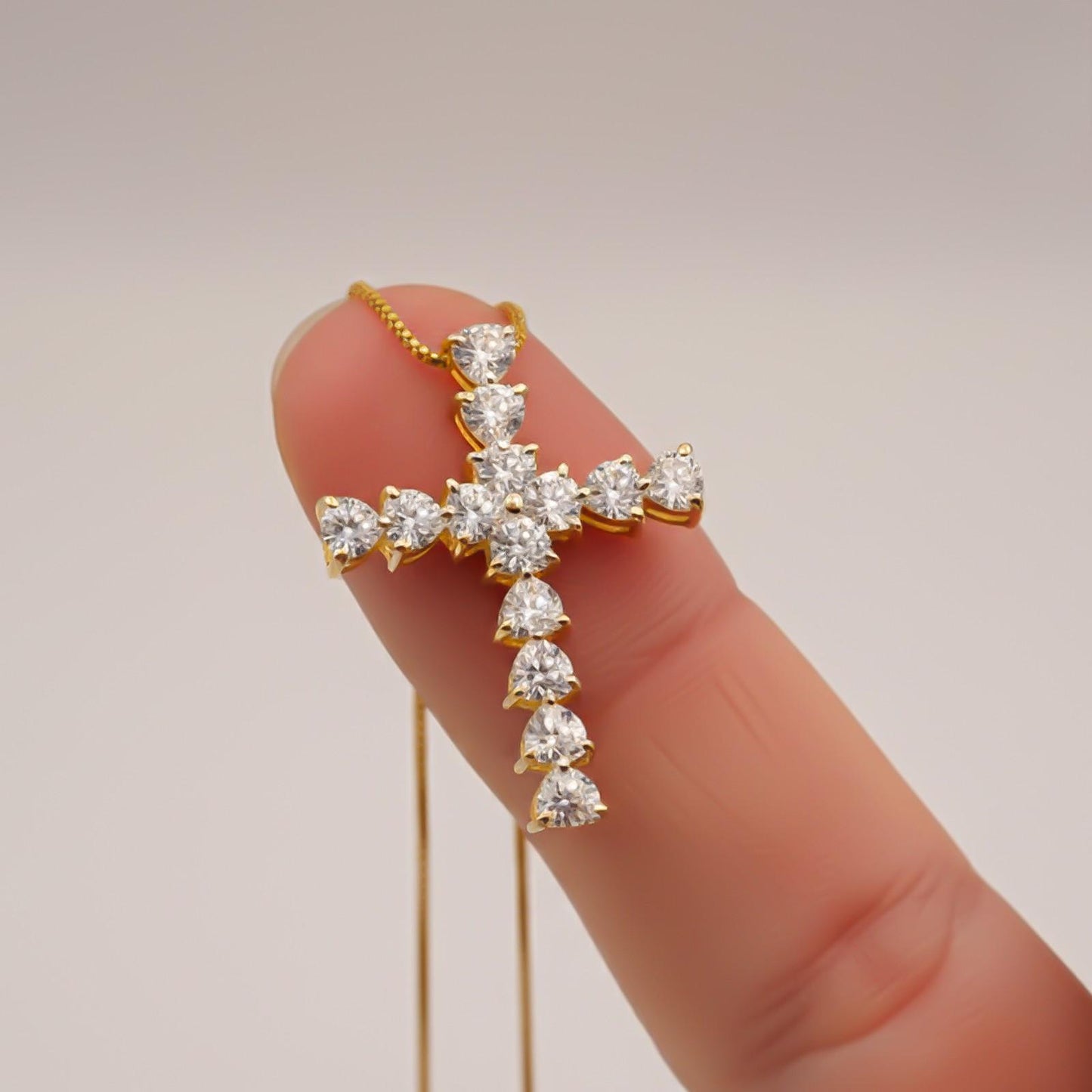 Silver Heart Cut CZ Cross Pendant