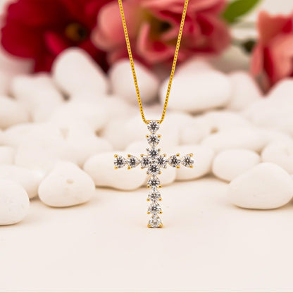 Silver Heart Cut CZ Cross Pendant