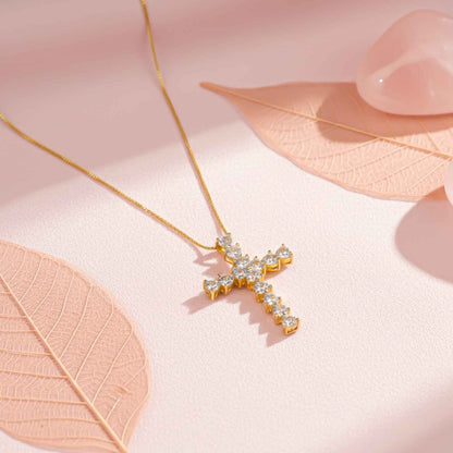 Silver Heart Cut CZ Cross Pendant