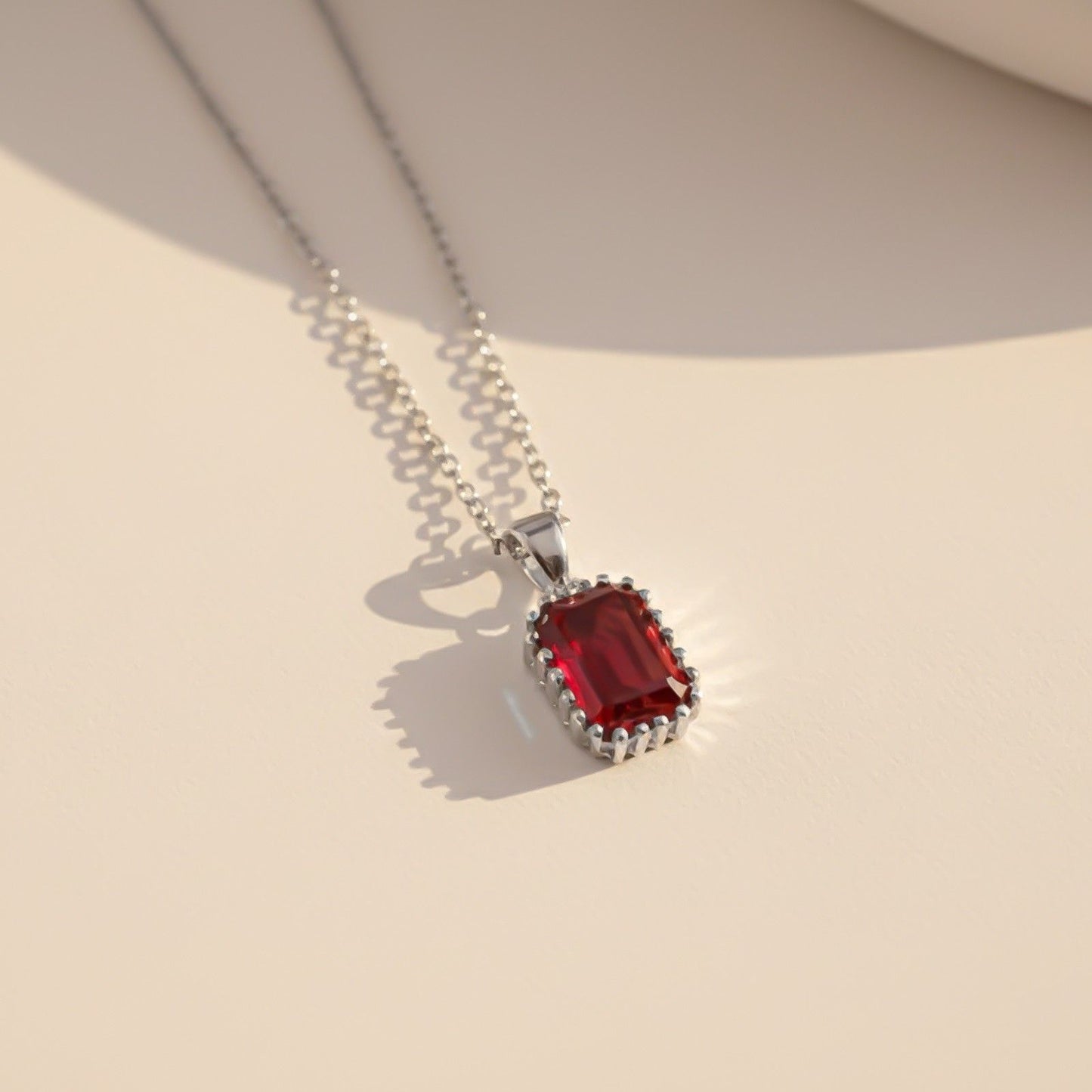Silver Elegant Ruby Solitaire Pendant
