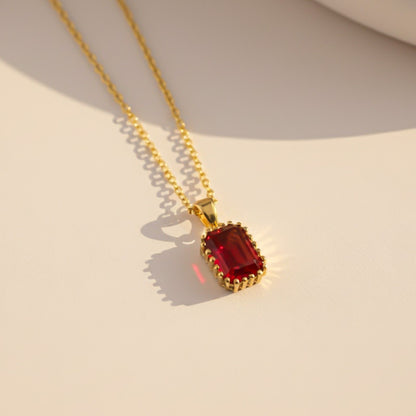 Silver Elegant Ruby Solitaire Pendant