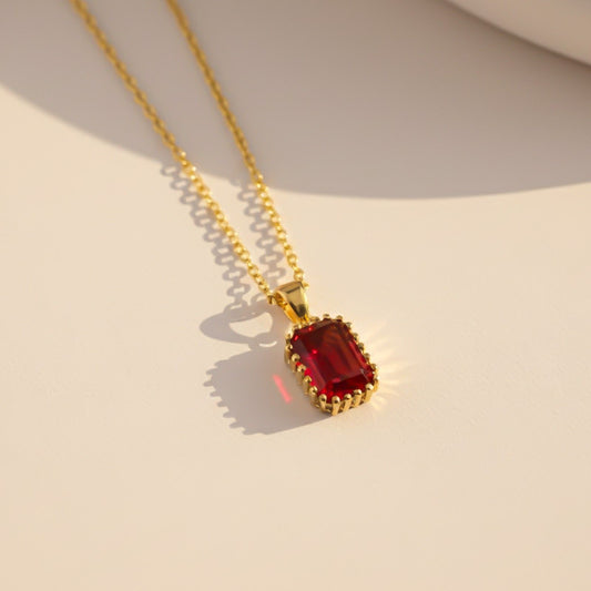 Silver Elegant Ruby Solitaire Pendant