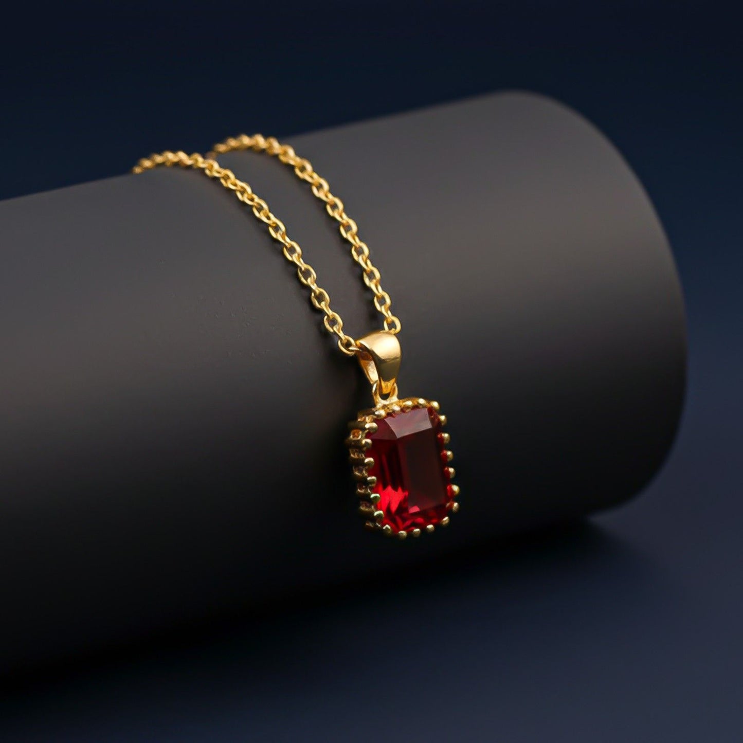 Silver Elegant Ruby Solitaire Pendant