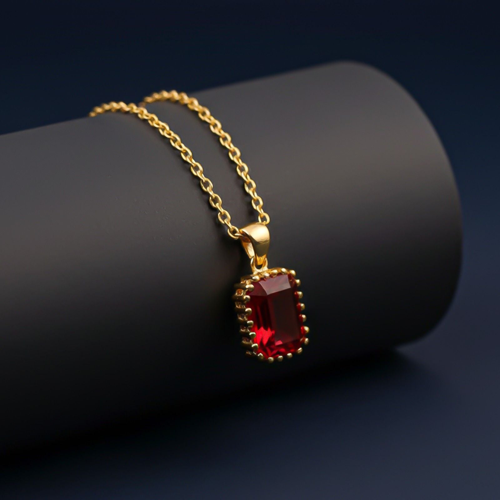 Silver Elegant Ruby Solitaire Pendant