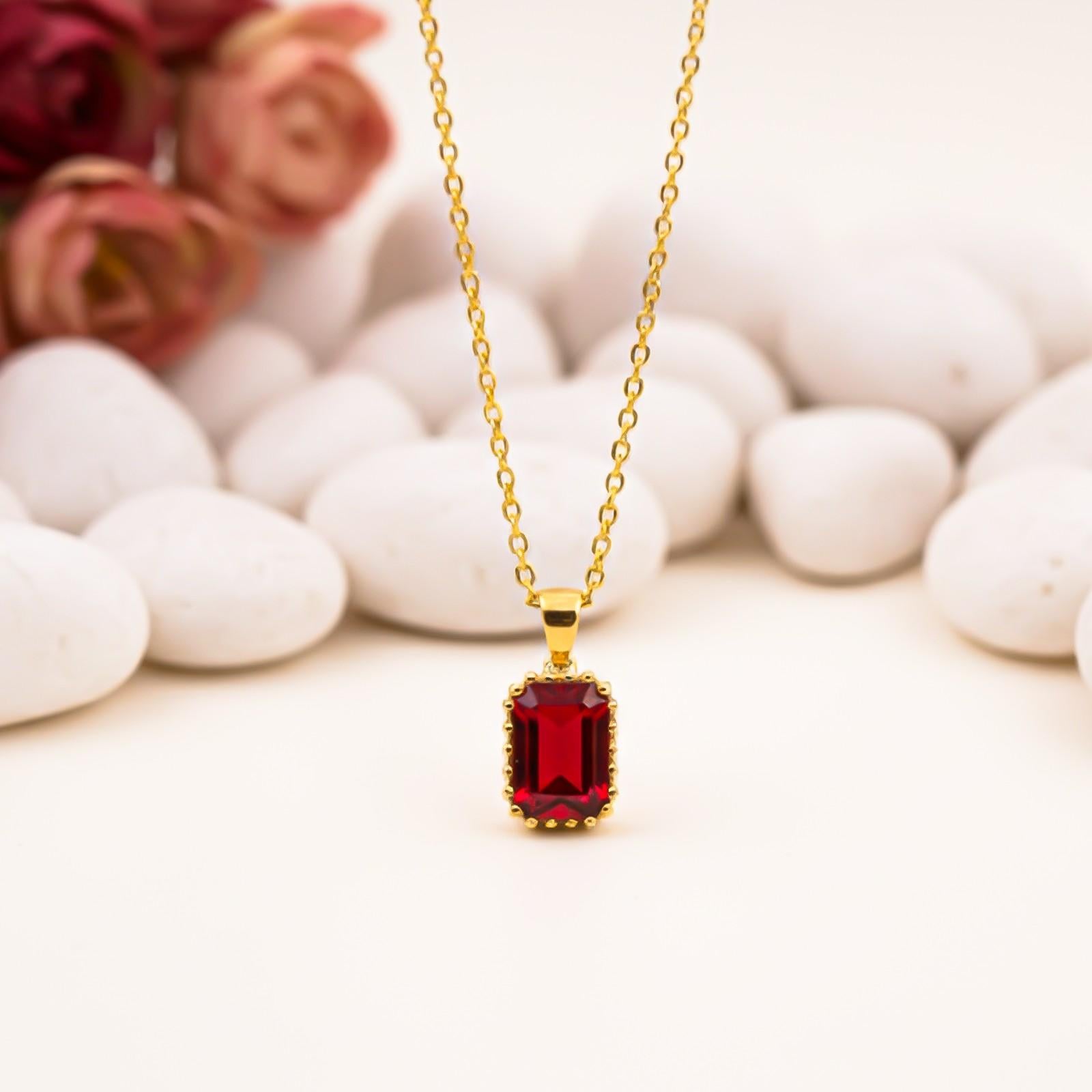 Silver Elegant Ruby Solitaire Pendant