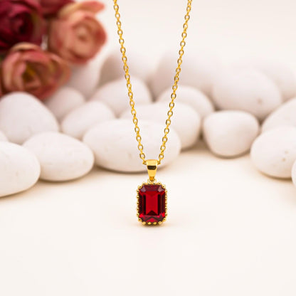 Silver Elegant Ruby Solitaire Pendant