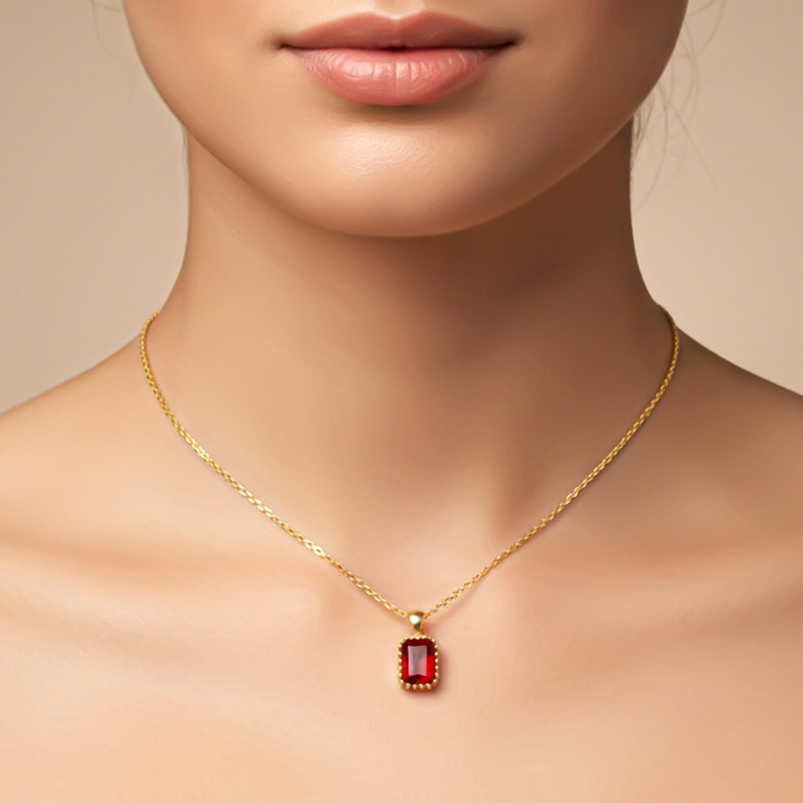 Silver Elegant Ruby Solitaire Pendant