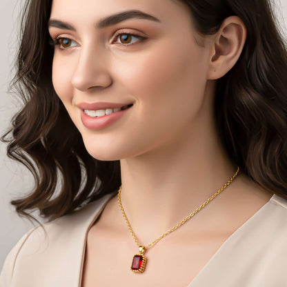 Silver Elegant Ruby Solitaire Pendant
