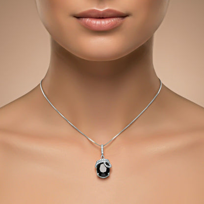 Silver Black Diamond Classic Halo Pendant