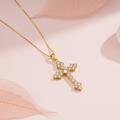 Silver Diamond Studded Cross Pendant