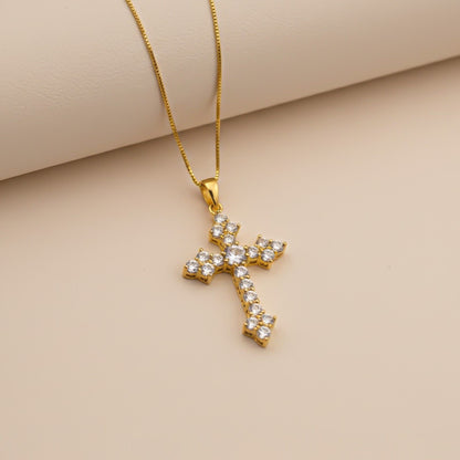 Silver Diamond Studded Cross Pendant