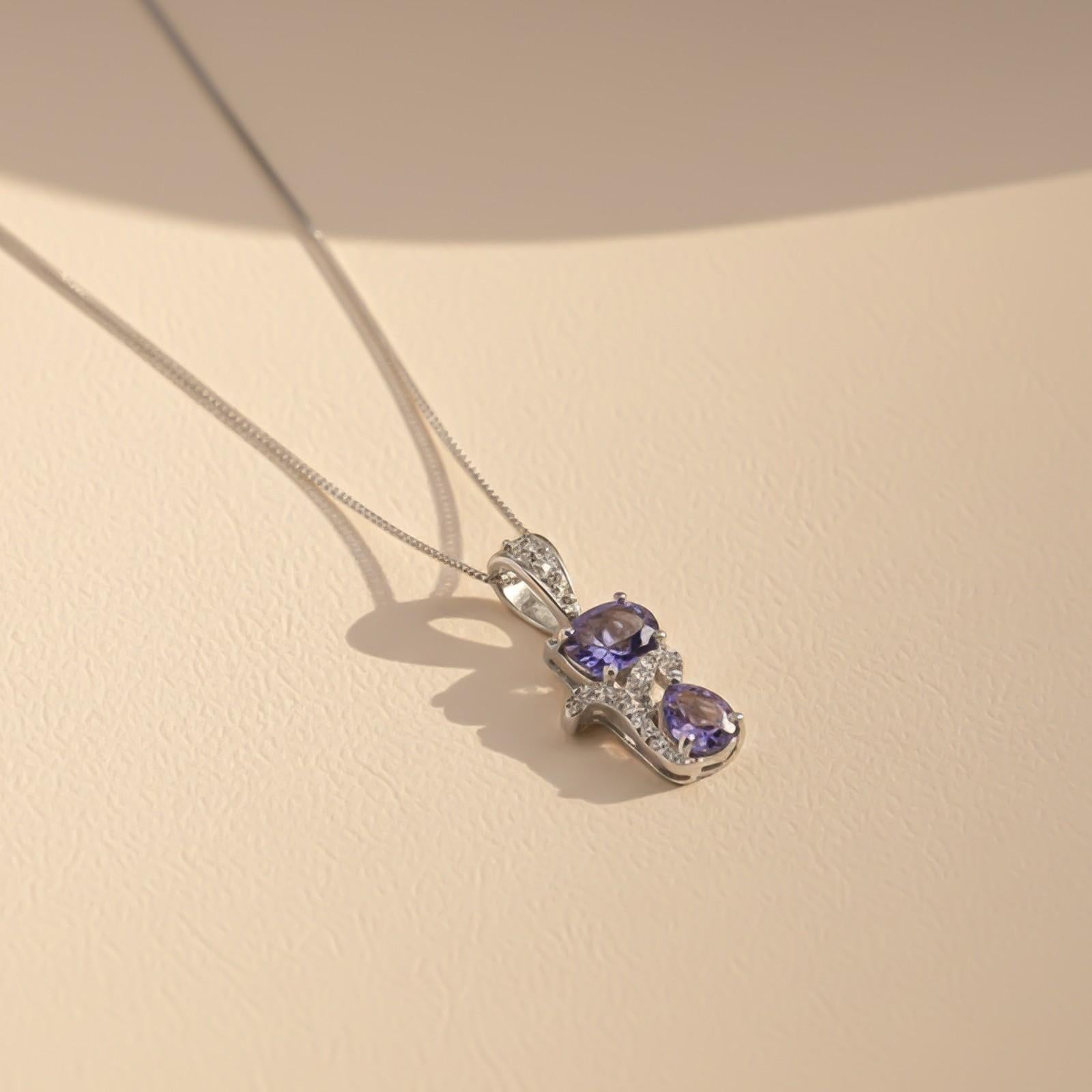 Silver Purple Amethyst Dual Drop Pendant