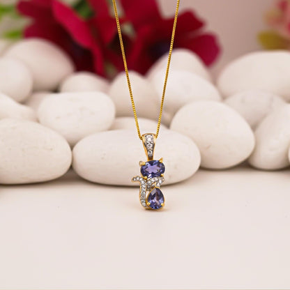 Silver Purple Amethyst Dual Drop Pendant