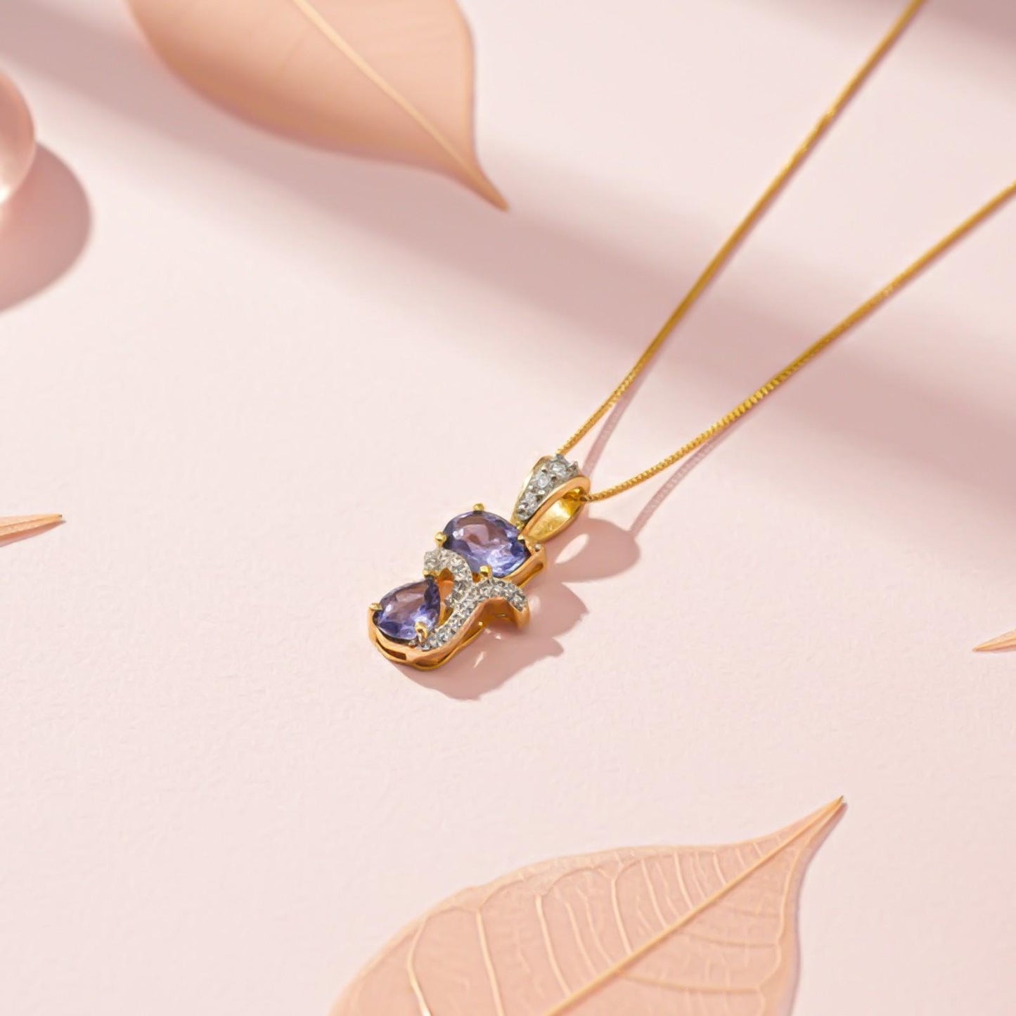 Silver Purple Amethyst Dual Drop Pendant