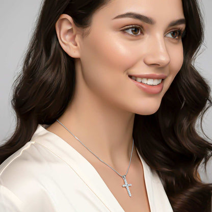 Silver Minimal CZ Cross Pendant
