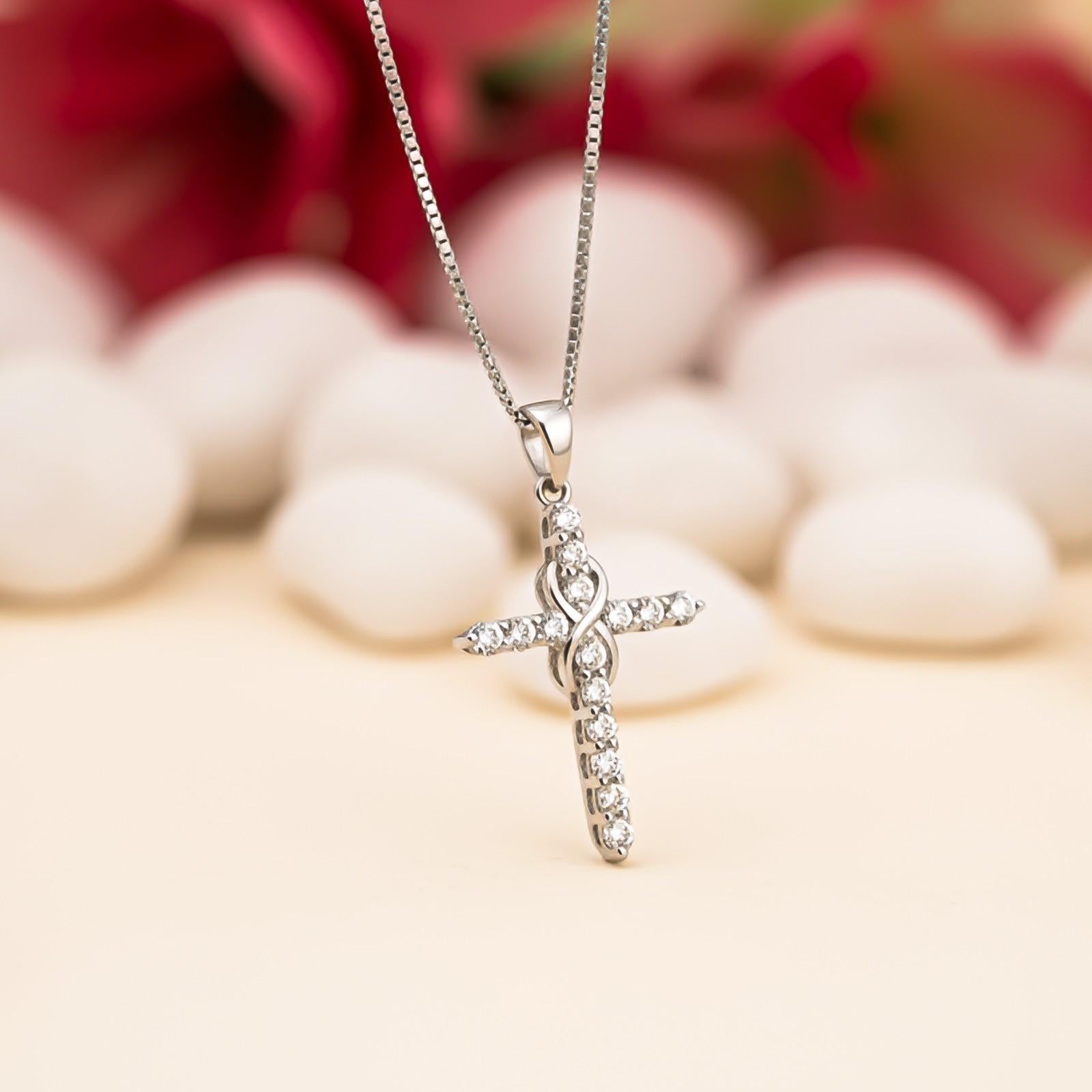 Silver Minimal CZ Cross Pendant