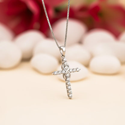 Silver Minimal CZ Cross Pendant