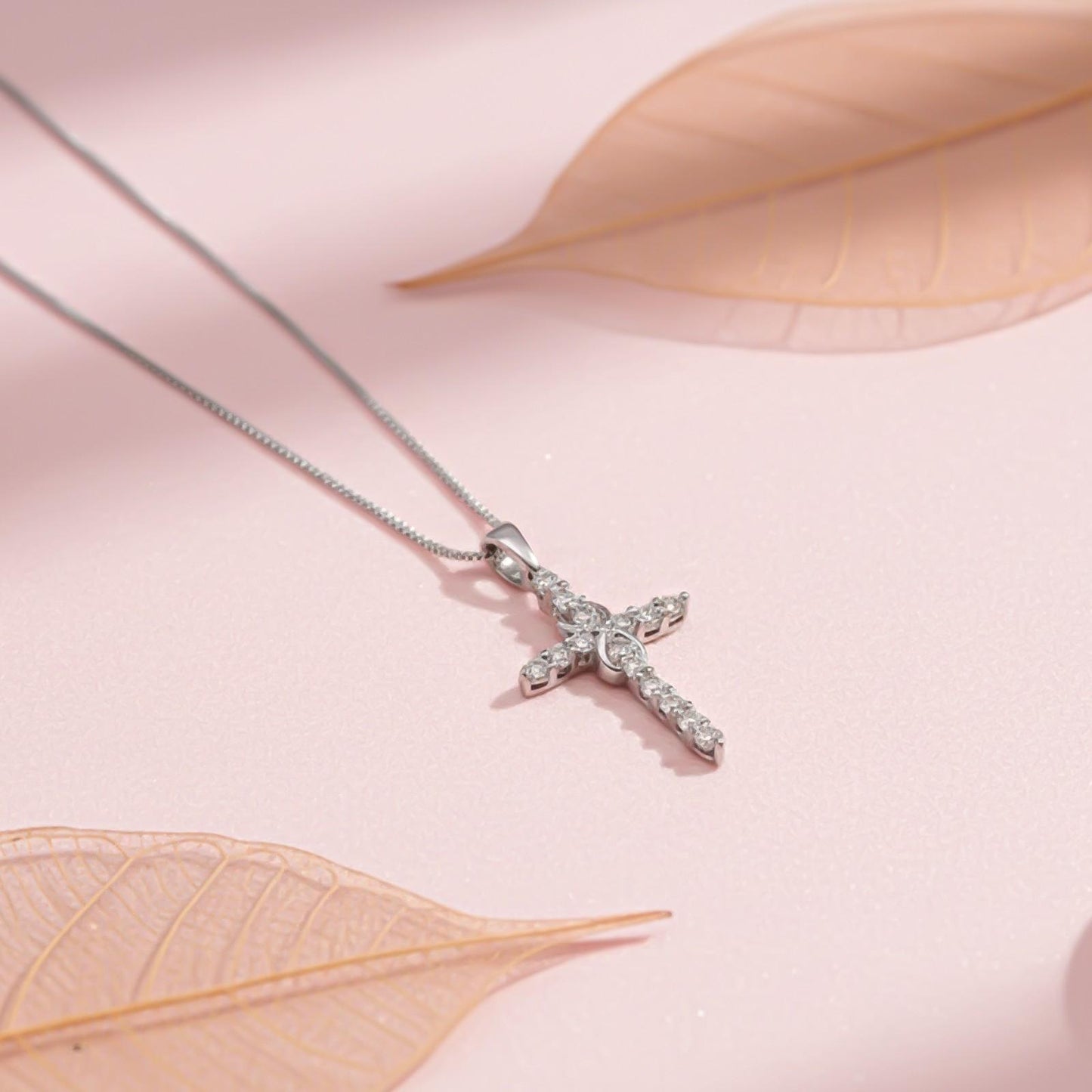 Silver Minimal CZ Cross Pendant