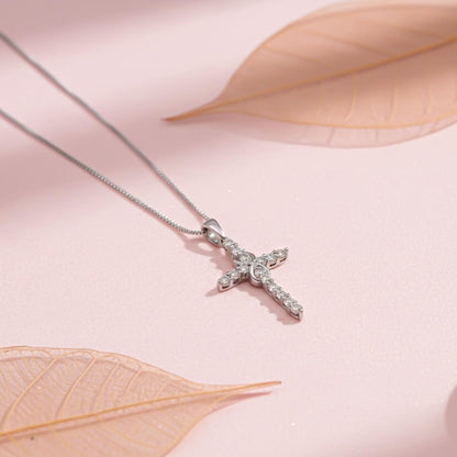 Silver Minimal CZ Cross Pendant
