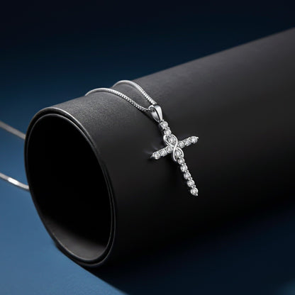 Silver Minimal CZ Cross Pendant