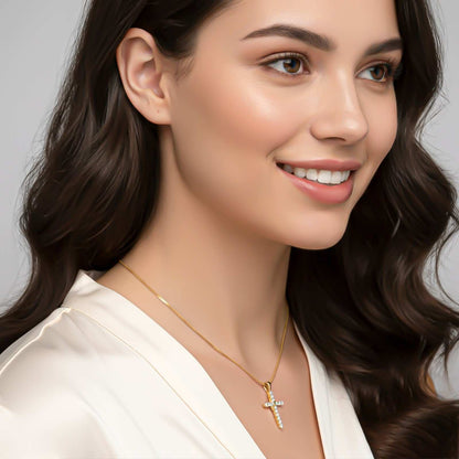 Silver Minimal CZ Cross Pendant