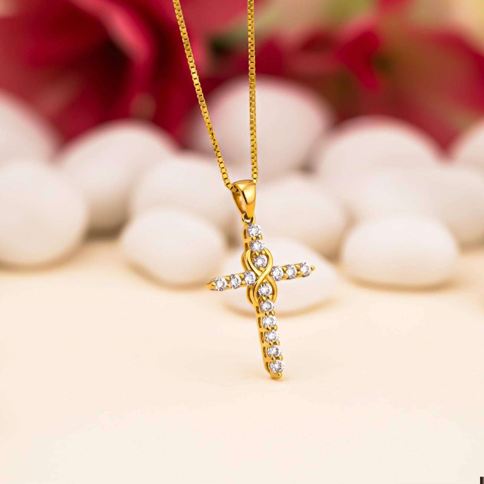 Silver Minimal CZ Cross Pendant