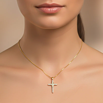 Silver Minimal CZ Cross Pendant