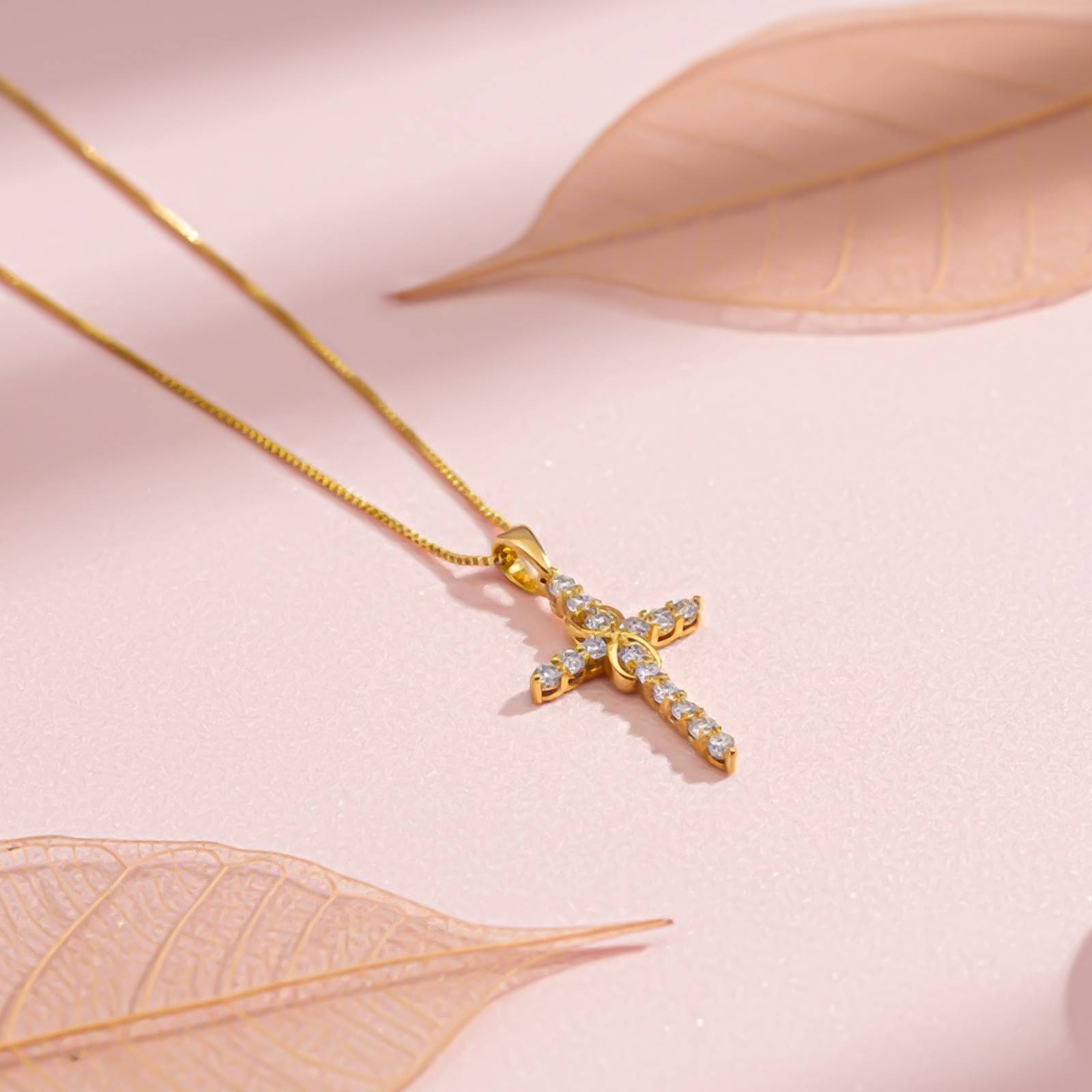 Silver Minimal CZ Cross Pendant