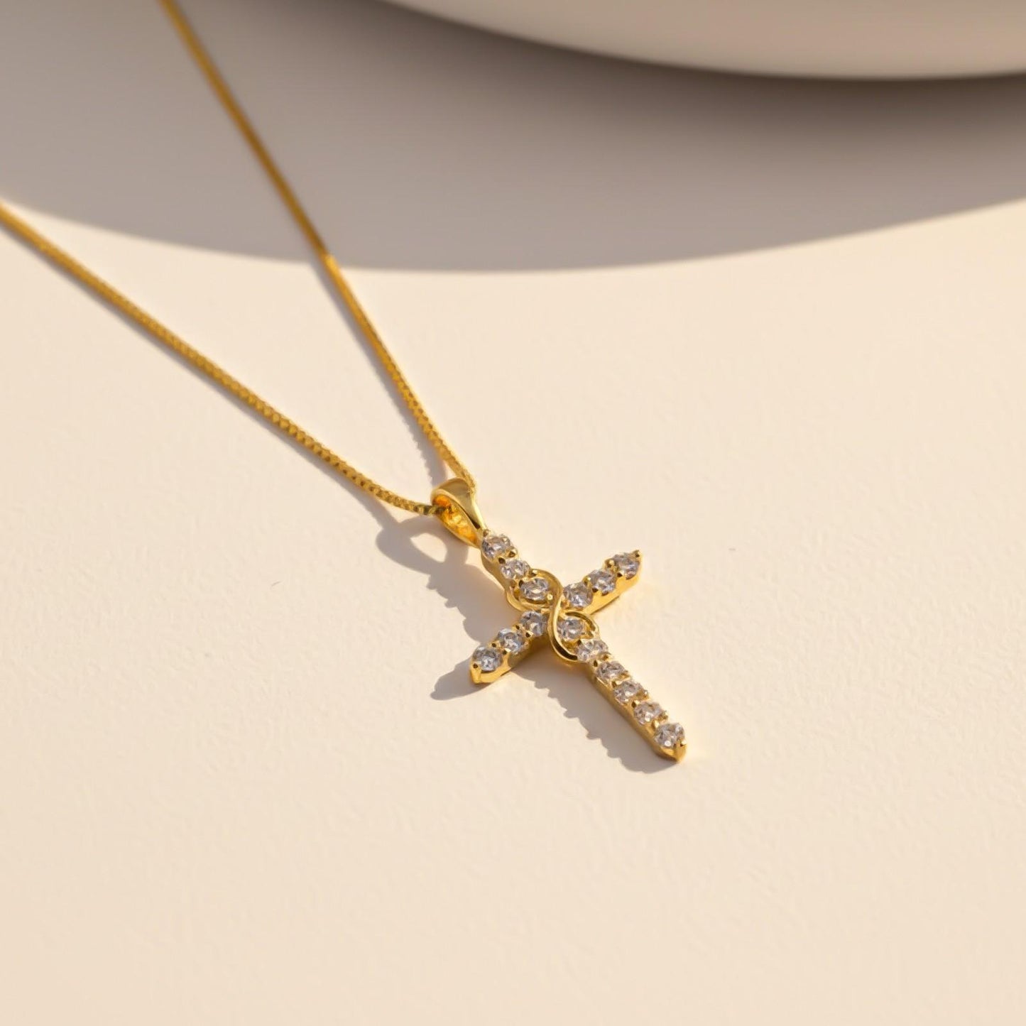 Silver Minimal CZ Cross Pendant
