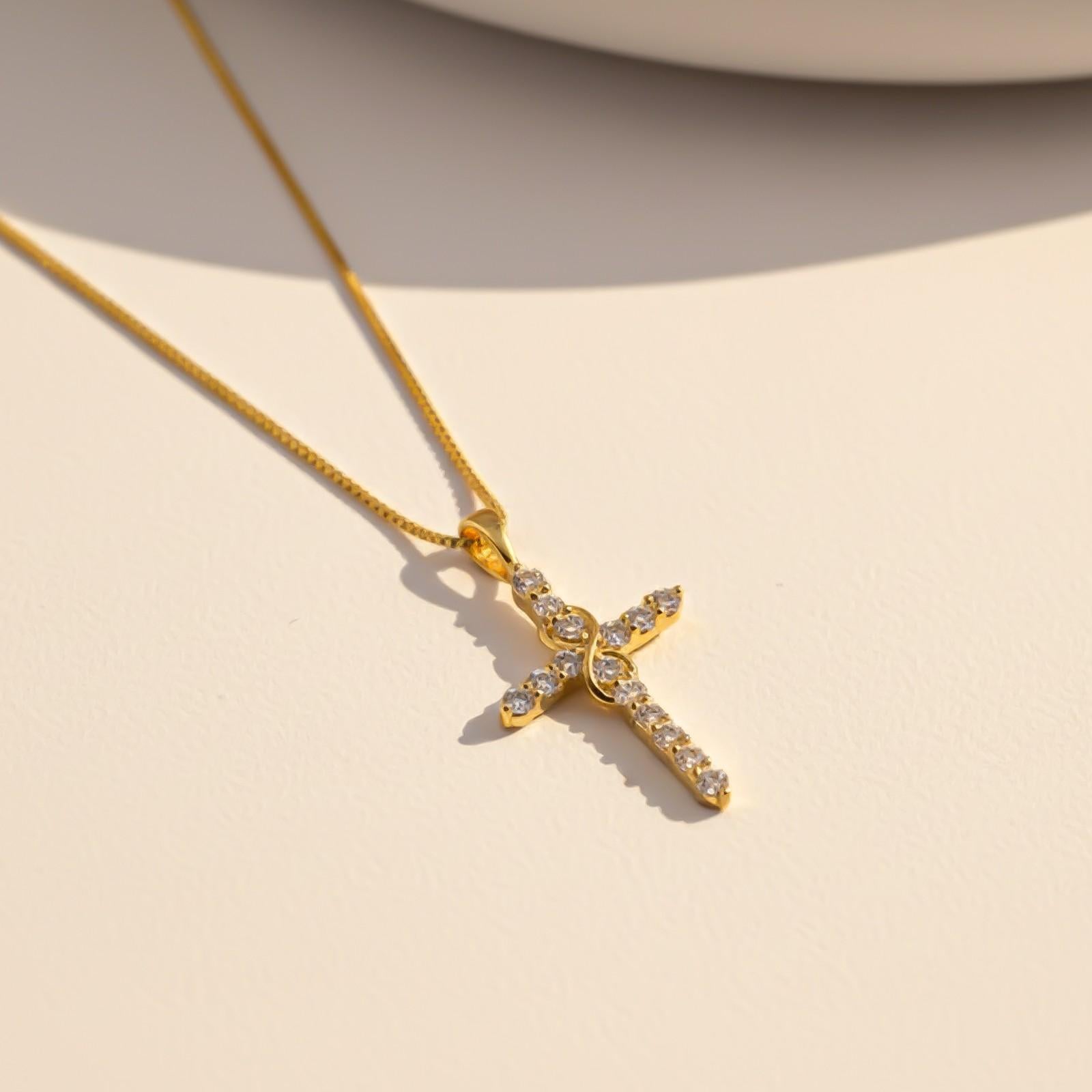 Silver Minimal CZ Cross Pendant