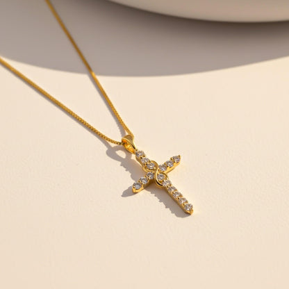 Silver Minimal CZ Cross Pendant