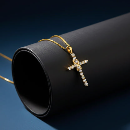 Silver Minimal CZ Cross Pendant