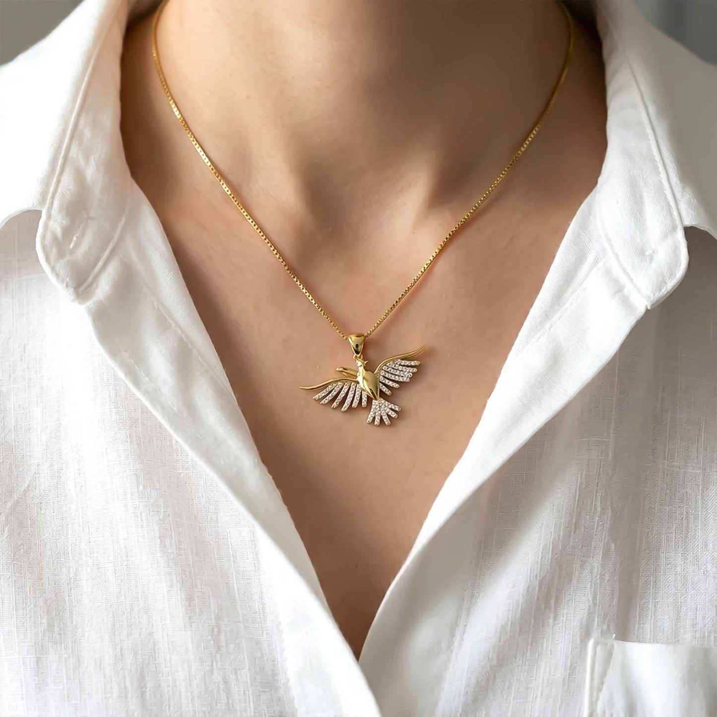 Silver Phoenix Wing Spark Pendant