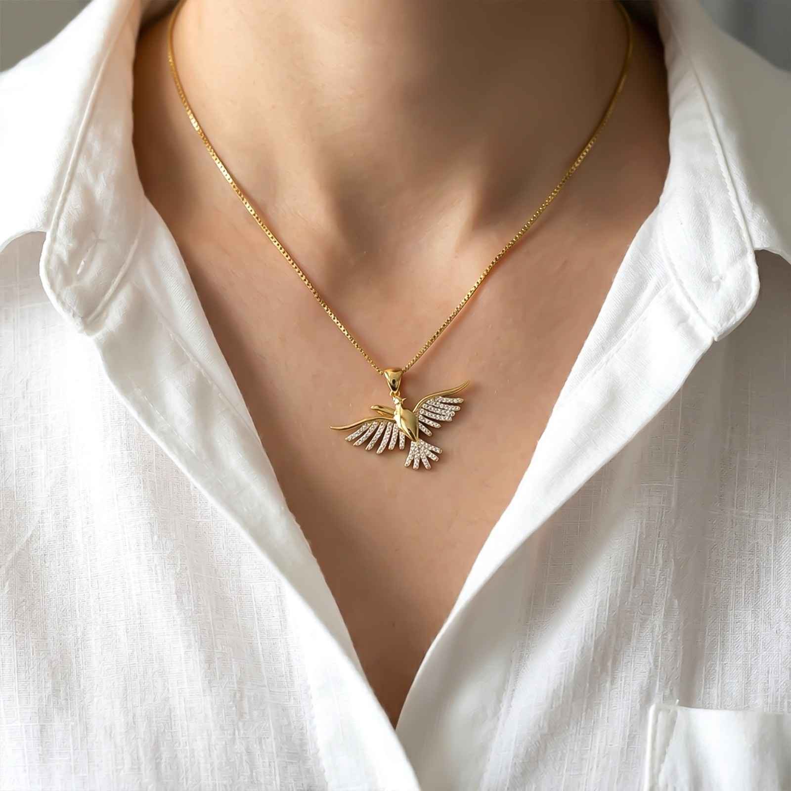 Silver Phoenix Wing Spark Pendant