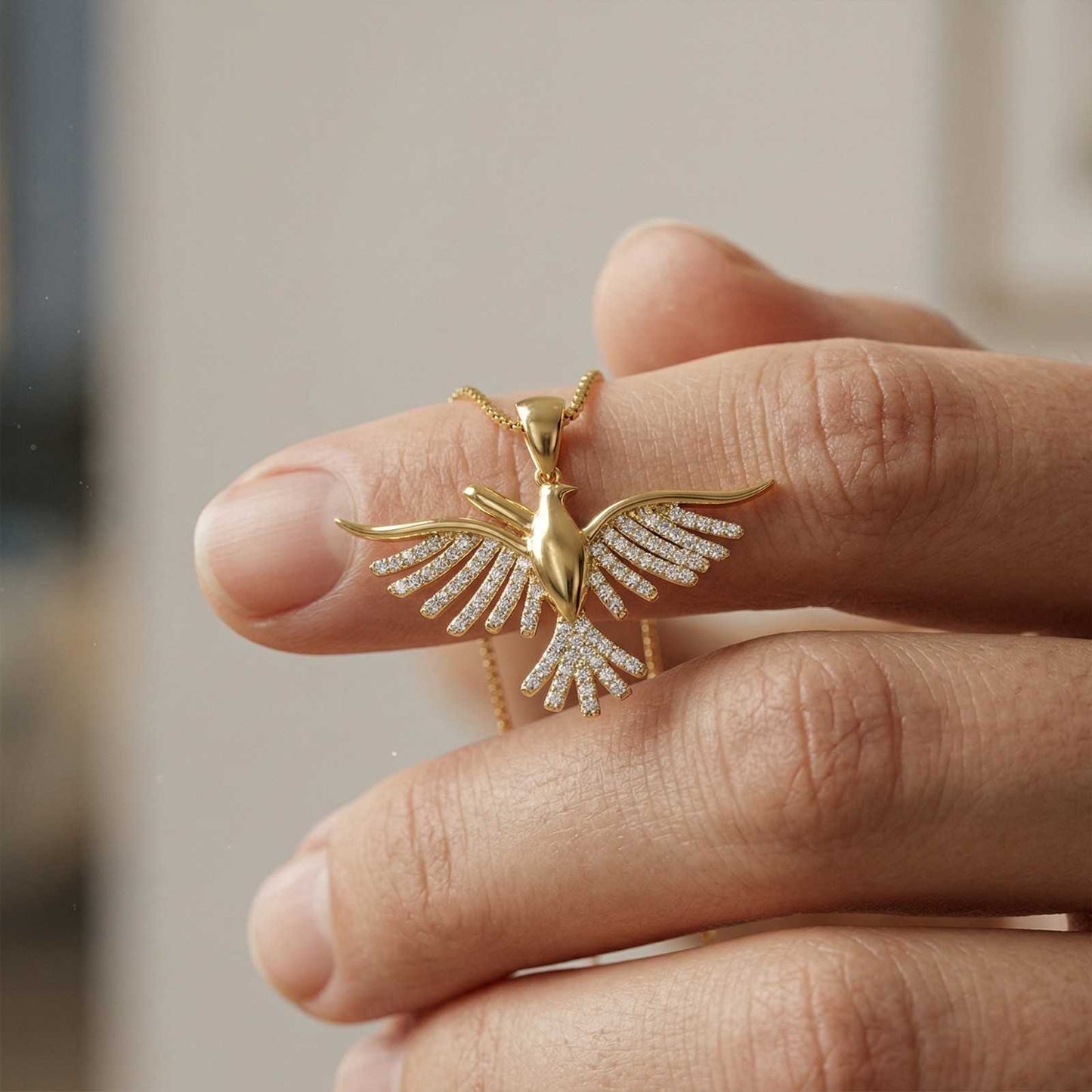 Silver Phoenix Wing Spark Pendant