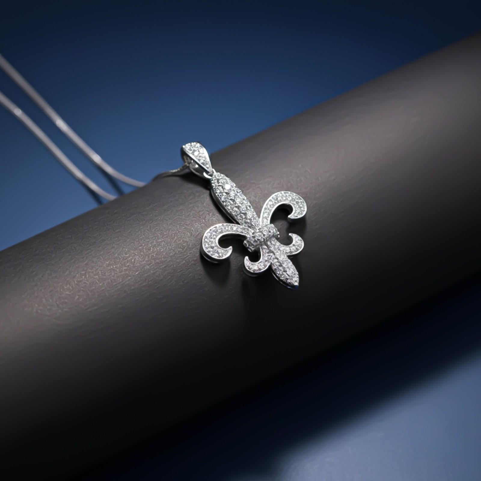 Silver Fleur-de-Lis CZ Pendant