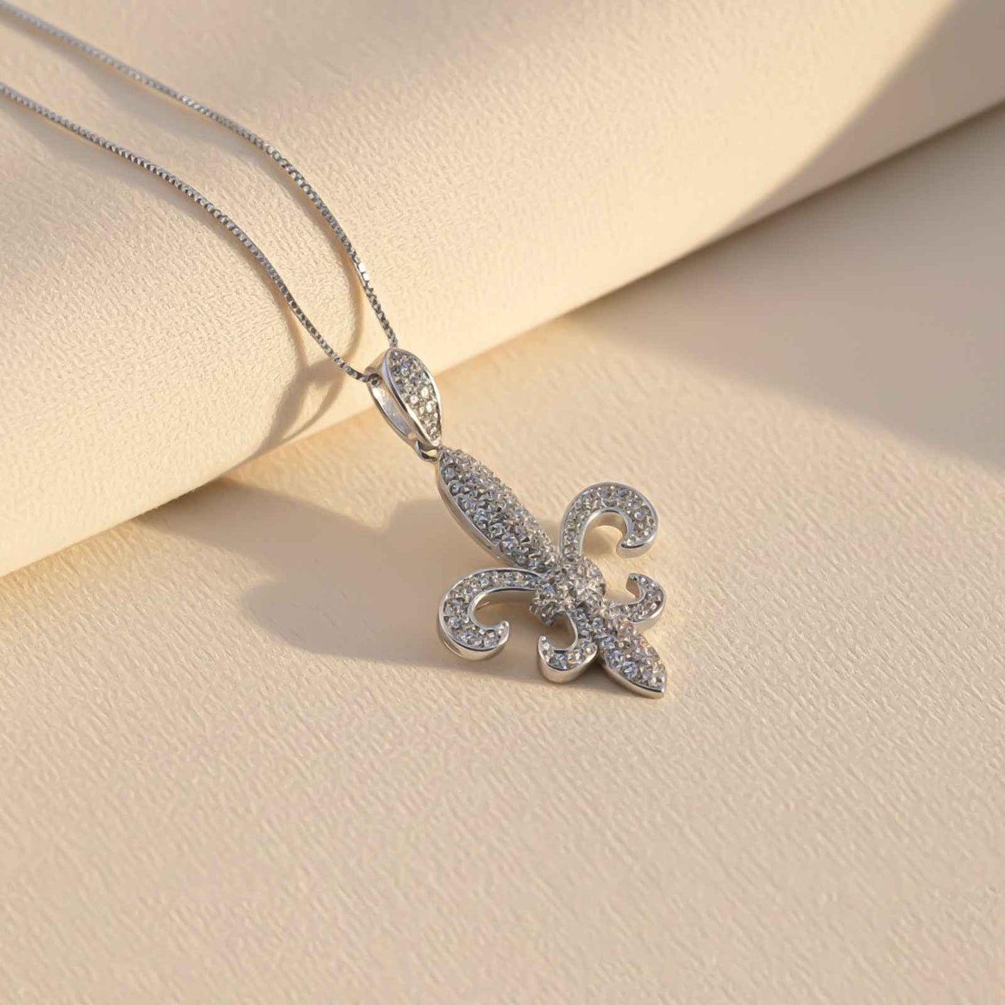 Silver Fleur-de-Lis CZ Pendant