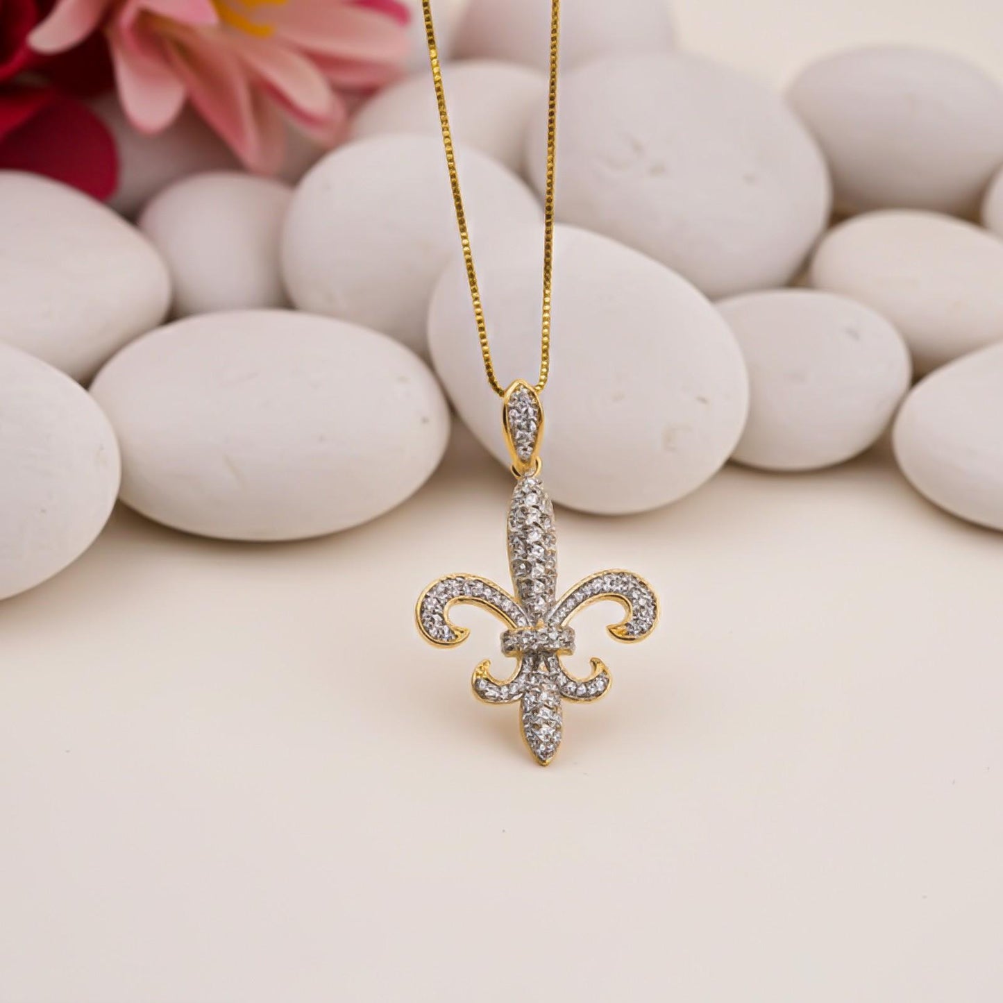 Silver Fleur-de-Lis CZ Pendant