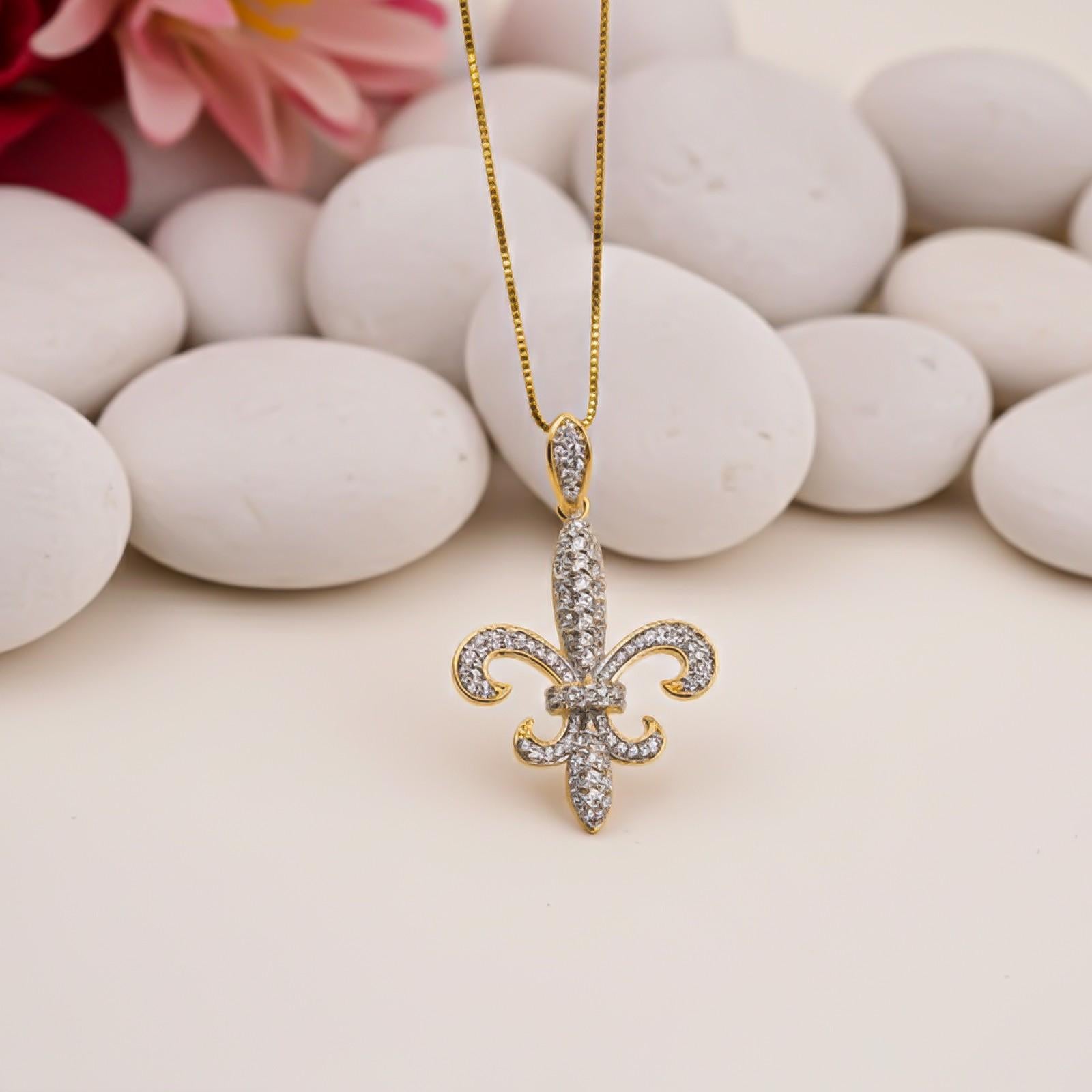 Silver Fleur-de-Lis CZ Pendant