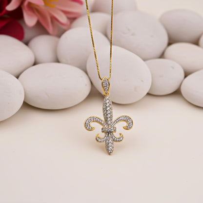 Silver Fleur-de-Lis CZ Pendant