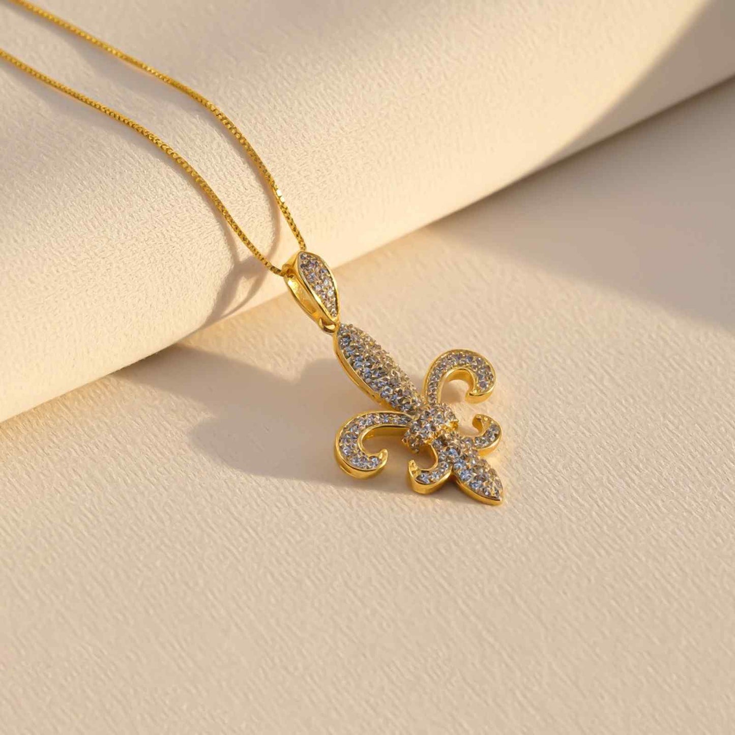 Silver Fleur-de-Lis CZ Pendant