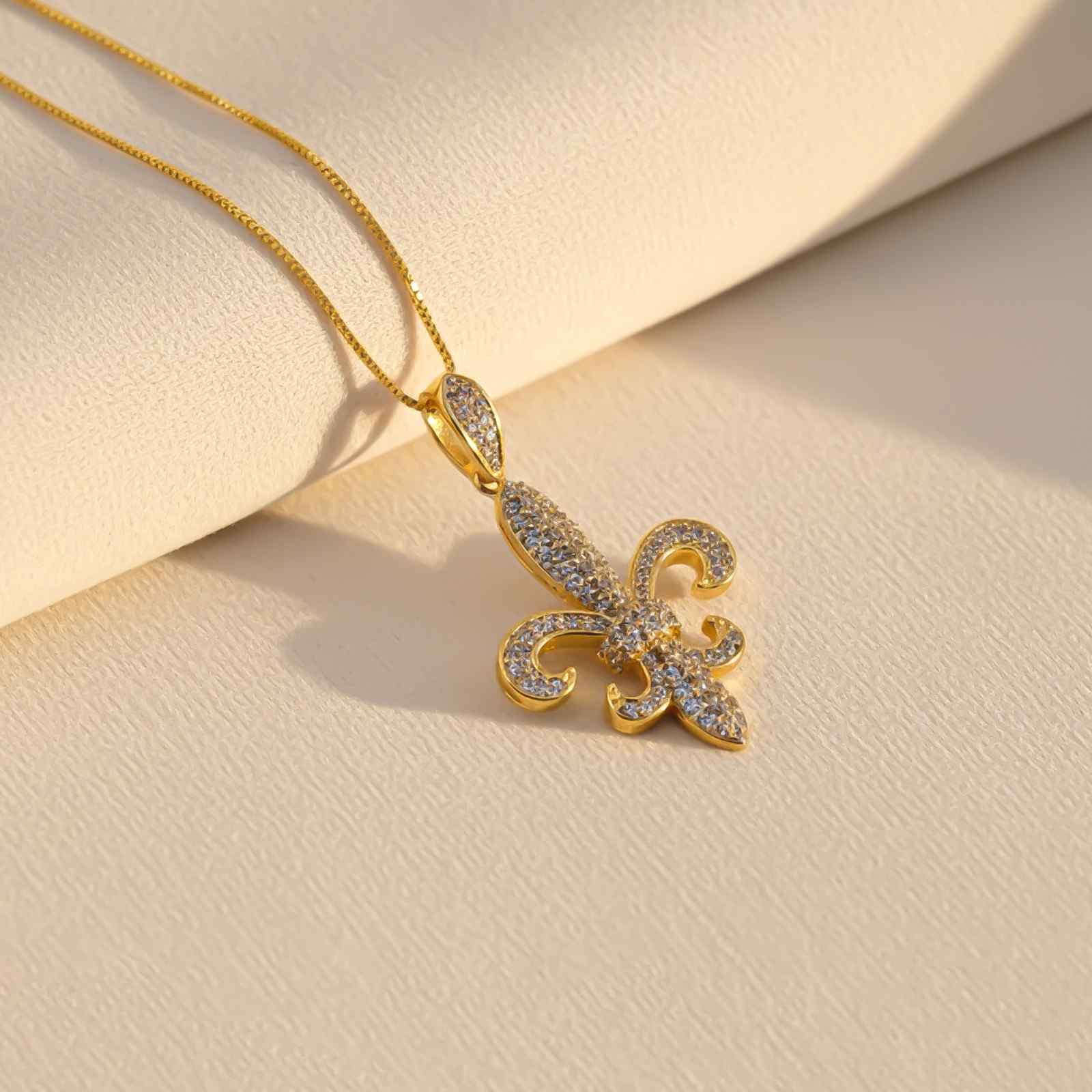 Silver Fleur-de-Lis CZ Pendant
