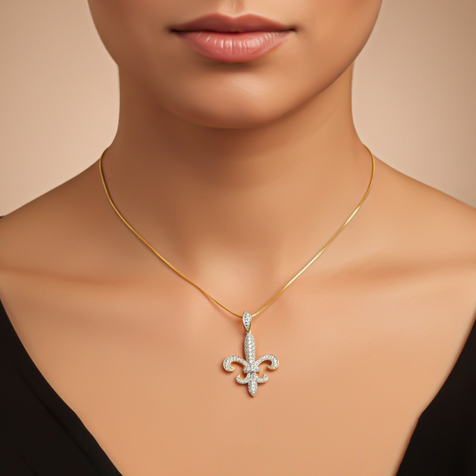 Silver Fleur-de-Lis CZ Pendant