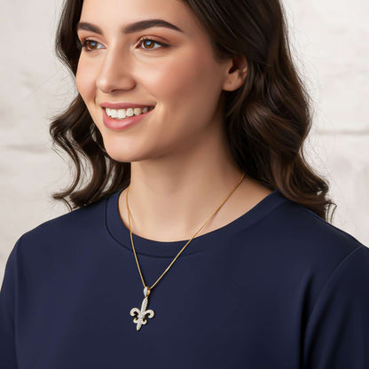 Silver Fleur-de-Lis CZ Pendant