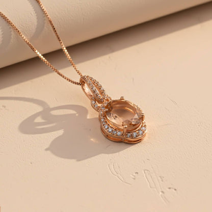 Silver Morganite Halo Drop Pendant