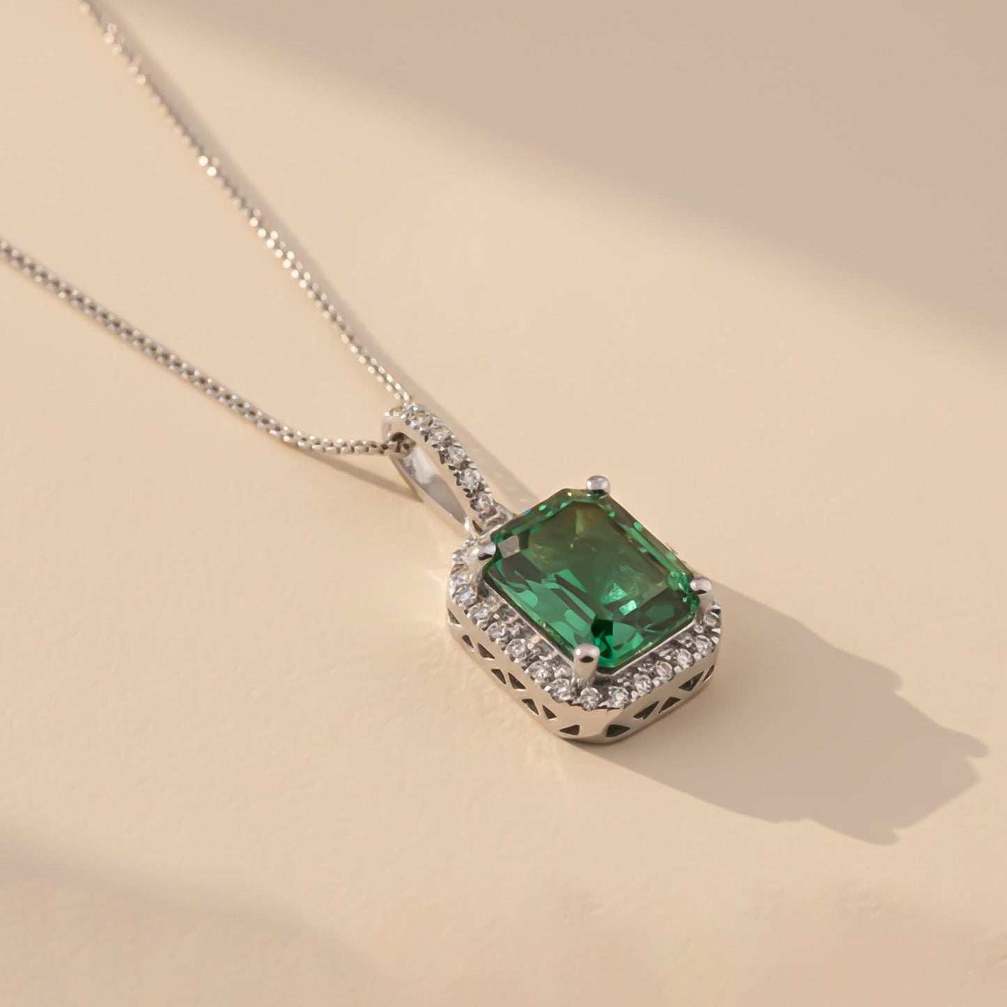 Silver Green Emerald Luxury Pendant